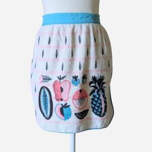 Vintage Terry Cloth Hostess Apron with MCM Fruit Print